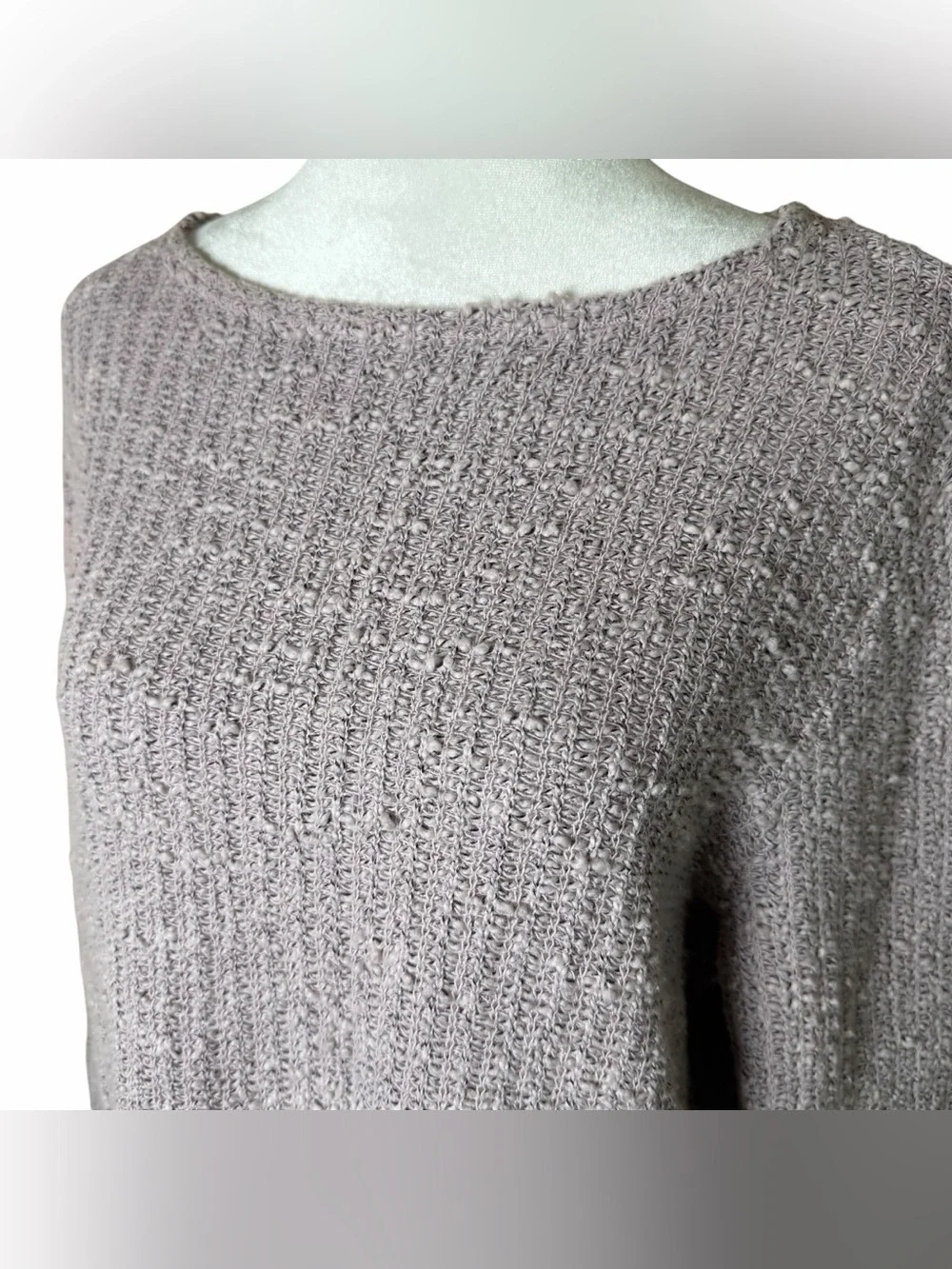 cut loose Lavender Textured Knit Sweater Linen Cotton Blend Medium Relaxed Top